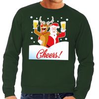 Foute kersttrui cheers met dronken kerstman groen heren - thumbnail