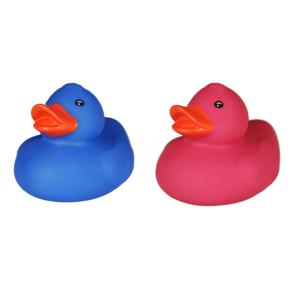 Badeendjes - rubber - 2 stuks - blauw en roze - 5 cm - kunststof - bad speelgoed