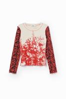 Geribd slim fit T-shirt lange mouwen - WHITE - M
