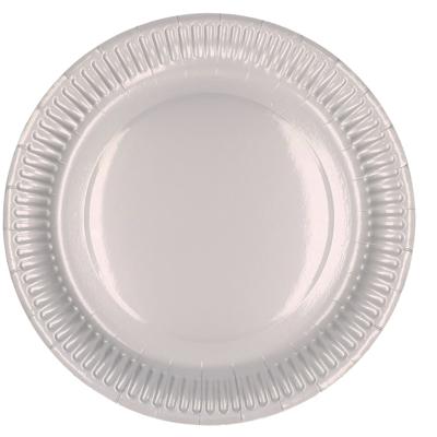 Feestbordjes/gebaksbordjes karton - 15x - zilver - rond - papieren bordjes