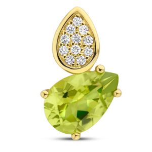 Hanger geelgoud-peridot-diamant 0,055 ct H si 12,5 x 8,5 mm