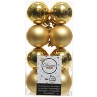 16x Kunststof kerstballen glanzend/mat goud 4 cm kerstboom versiering/decoratie   -