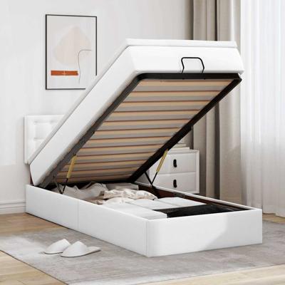 Ottomaanse bed met matras 100x200cm kunstleer wit