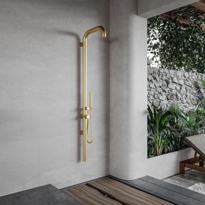 Buitendouche Fortifura Outdoor Original Wandmodel Met Handdouche Geborsteld Messing Fortifura
