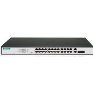 Digitus DN-95343 netwerk-switch Unmanaged Fast Ethernet (10/100) Power over Ethernet (PoE) 1U Zwart, Zilver