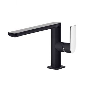 Wastafelmengkraan Tres Loft Colors 1-Hendel Uitloop Recht 15,5 cm Rond Zwart Chroom