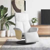 Fauteuil verstelbaar met voetensteun kunstleer wit