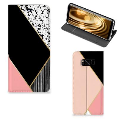 Samsung Galaxy S8 Stand Case Zwart Roze Vormen