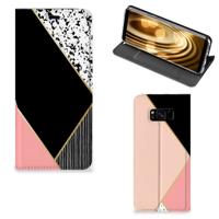 Samsung Galaxy S8 Stand Case Zwart Roze Vormen