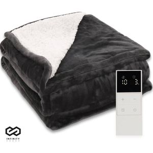 Infinity Goods Elektrische Deken - Warmtedeken - 2-Persoons - 180 x 160 cm - Met Timer - Bovendeken - Fleece - Antraciet