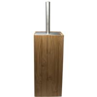 Toiletborstel met bruine houder - bamboe - 34 cm - Wc-borstel - thumbnail