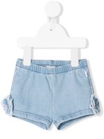 Il Gufo short en jean à appliqués fleurs - Bleu