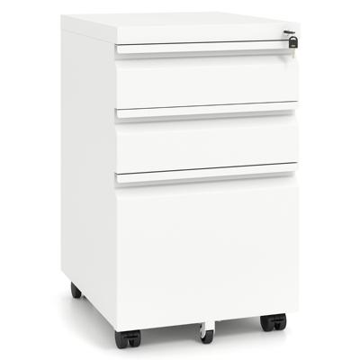 Een Kleine Kast Op Wieltjes Een Archiefkast Met Drie Afsluitbare Laden Een Verrijdbare Metalen Kast Met Vijf Wieltjes-Wit
