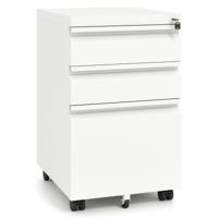 Een Kleine Kast Op Wieltjes Een Archiefkast Met Drie Afsluitbare Laden Een Verrijdbare Metalen Kast Met Vijf Wieltjes-Wit