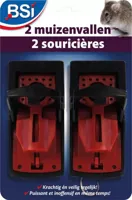 BSI kunststof muizenval 2 stuks zwart/rood