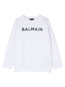 Balmain Kids sweat en coton à logo imprimé - Blanc