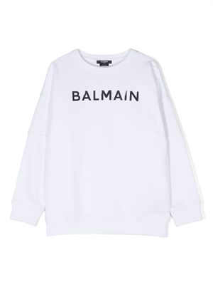 Balmain Kids sweat en coton à logo imprimé - Blanc