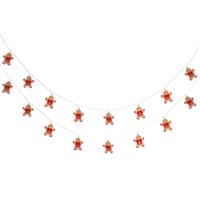 kerst thema lichtsnoer - 2x - peperkoek mannetjes - 135 cm - 10 LED lampjes?-?batterij