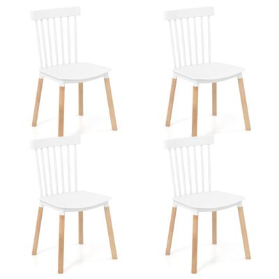 Eetkamerstoelen Set van 4 Keukenstoelen met Massief Houten Poten en Antislip Voetkussens Eetstoelen voor Keuken Woonkamer Kantoor