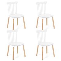 Eetkamerstoelen Set van 4 Keukenstoelen met Massief Houten Poten en Antislip Voetkussens Eetstoelen voor Keuken Woonkamer Kantoor