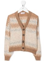 Brunello Cucinelli Kids cardigan en maille à motif géométrique - Tons neutres