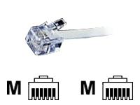 RJ12 platte kabel 6P4C, grijs, 15 m