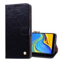 Zakelijke stijl olie Wax textuur horizontale Flip lederen Case voor Galaxy J6 PLUS, met houder & kaartsleuven & portemonnee (zwart)