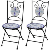 Bistrostoelen inklapbaar 2 st keramiek blauw en wit