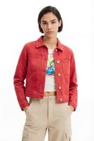 Gestanst spijkerjack - RED - XXL