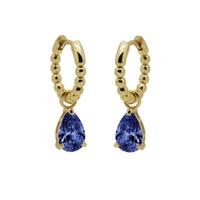 Karma Oorringen Hinged Hoops Zirconia Anna Saphire Blue | Goud