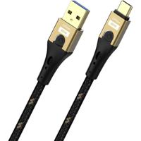 Oehlbach D1C9551 USB-kabel USB-A stekker, USB-C stekker 1 m Zwart/goud Afscherming gevlochten