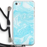 Waterverf blauw: iPhone 5 / 5S / SE Transparant Hoesje met koord