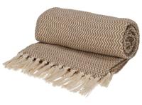 JENS Living Plaid Visgraat - Gerecycled katoen - 130 x 180 cm - Beige