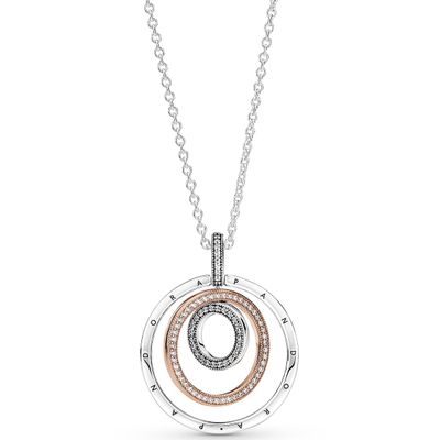 Pandora Two Tone 389483C01 Ketting Circles zilver-zirconia zilver-en rosekleurig 60 cm