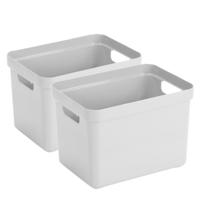 Sunware Opbergbox Sigma - 8x - kunststof - wit - 18 liter - Opbergbakken/opbergers