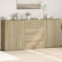 Dressoirs 3 st 60x31x84 cm bewerkt hout sonoma eikenkleurig