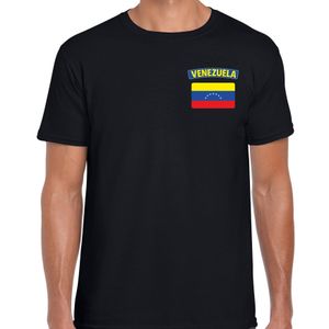 Venezuela t-shirt met vlag zwart op borst voor heren