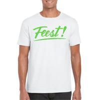 Verkleed T-shirt voor heren - feest - wit - groen glitter - carnaval/themafeest - thumbnail