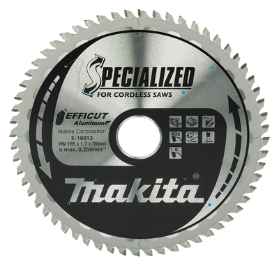 Makita Accessoires Cirkelzaagblad Aluminium | Efficut | 185x30mm 60T 0g - E-16813 E-16813