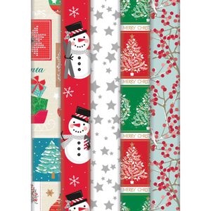 3x Rollen Kerst inpakpapier/cadeaupapier bloesem print 2 x 0,7 meter