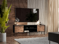 Tv-meubel HEPRANI 180 cm walnoot bruin/zwart
