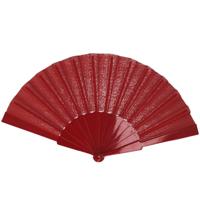 Handwaaier/spaanse waaier - rood - polyester - Verkoeling in de zomer - 41 x 22 cm