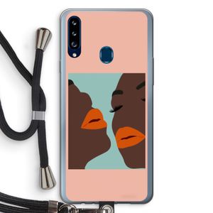 Orange lips: Samsung Galaxy A20s Transparant Hoesje met koord