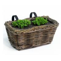 Balkonmand - rotan gevlochten -30 x 18 x 16 cm - bloemen/planten - schuttingmand -hangmand Balkonmand - rotan gevlochten -30 x 18 x 16 cm - bloemen/planten - schuttingmand -hangmand