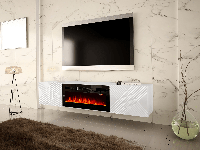 Tv-meubel met haard EXINO 2 deuren hoogglans wit/wit