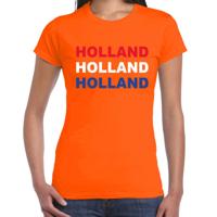 Oranje Holland party t-shirt - Nederlandse print - voor dames - Oranje supporter - Koningsdag