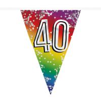 Boland Vlaggenlijn 40 jaar - 6 meter - glitter folie - slinger - 40e verjaardag versiering