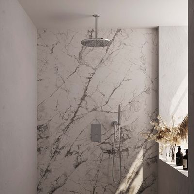 Inbouw Regendouche Set Brauer Chrome Edition Plafond Uitloop Ronde Hoofddouche 30 cm Brauer