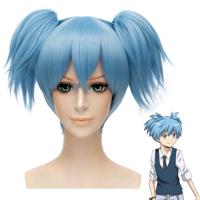 Anime moord klaslokaal Shiota Nagisa paardenstaart pruik cosplay kostuum synthetisch haar (blauw)