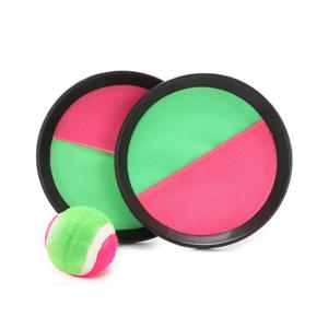 Vangbalspel met klittenband - groen/roze - 2 schilden en bal - buiten/strand spellen